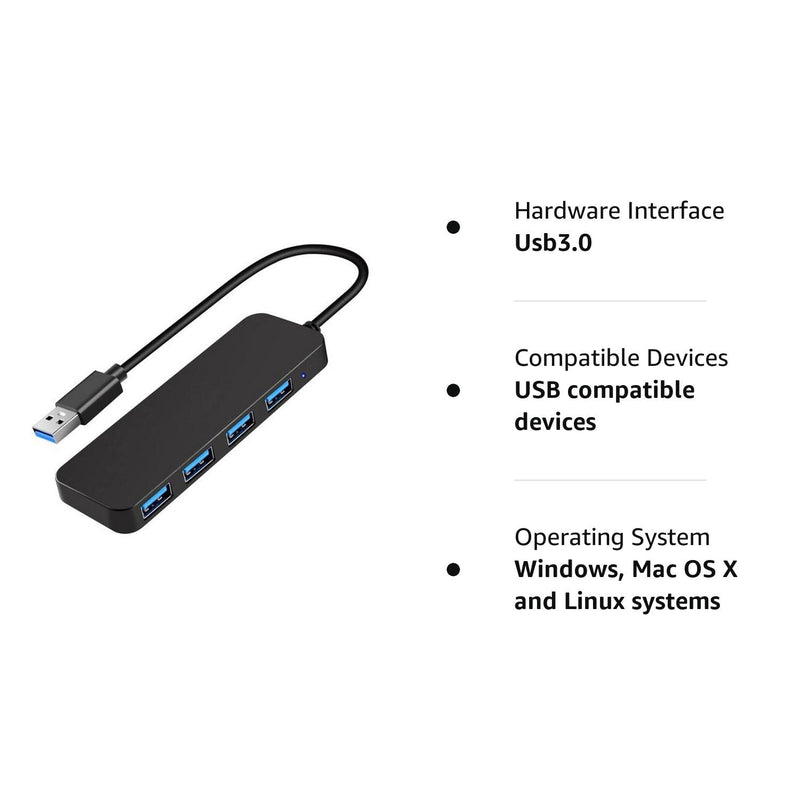 [Australia - AusPower] - USB 3.0 Hub, VIENON 4-Port USB Hub USB Splitter USB Expander for Laptop, Xbox, Flash Drive, HDD, Console, Printer, Camera,Keyborad, Mouse Expand 4 USB 