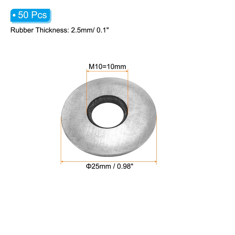 [Australia - AusPower] - PATIKIL 3/8"x1" EPDM Bonded Sealing Washers, 50 Pieces Galvanized Neoprene Rubber Backed Screw Gasket for Industrial Home Machinery Ships Roof 3/8"x1" 
