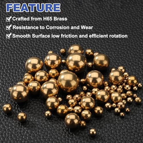 sourcing map 20 Pcs Bearing Balls, 1/2" 12.7mm Precision H65 Brass Bearing Balls Industrial Brass Ball Spheres for Machinery, Automotive, and DIY