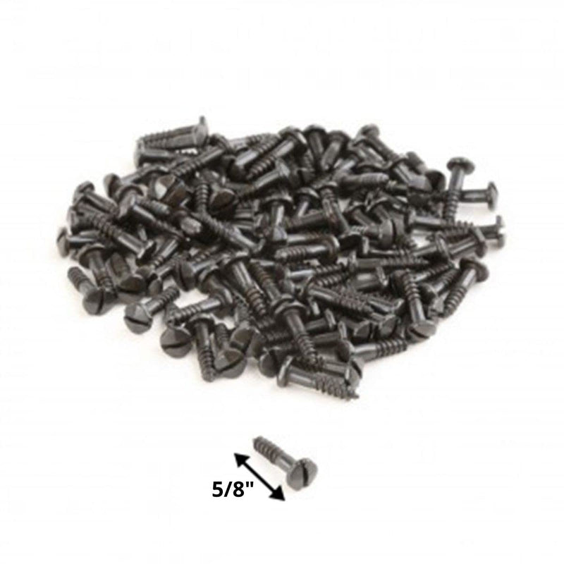 Renovators Supply Manufacturing Slotted Pyramid Head Screws 5/8 in. Steel Black Screws Pack of 100 Pieces 5/8" Slotted Wood Screws-Pack of 100