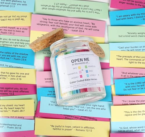 Bible Verse Jar for Women, Jesus Decor & Bible Gifts with 108 Scripture Stickers, Inspirational Encouraging Gifts for Kids with Gift Box, Christian Devotional Scripture Jar for Baptism & Confirmation Bible Verse Jar