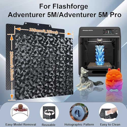 IdeaFormer PEO PET Printing Plate for Flashforge Adventurer 5M/5M Pro, 235 x 235 mm Flexible Spring Steel Print Bed Adventurer 5M/5M Pro Build Plate