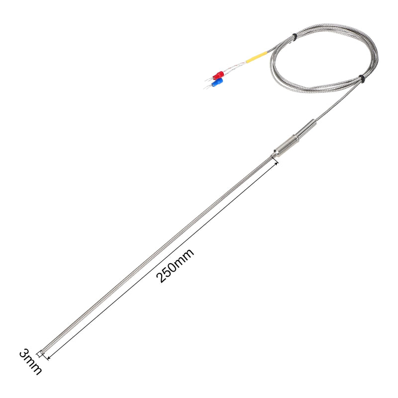 [Australia - AusPower] - MECCANIXITY K Type Thermocouple Temperature Sensor Probe 3x250mm (0 to 800C) 5ft Temperature Controller 