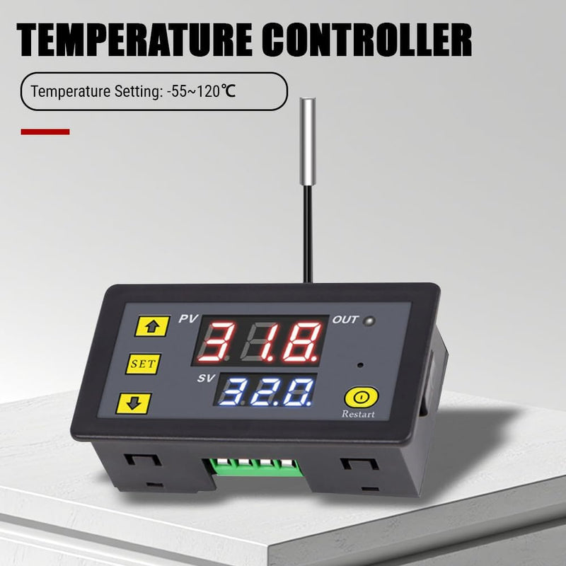 [Australia - AusPower] - Uadme Digital Thermostat, W3230 DC 24V Digital Temperature Controller -20℃~100℃, Digital Display Thermostat Control Switch with Sensor Probe, LCD Temperature Controller Meter Controller, Alarm at High DC24V 