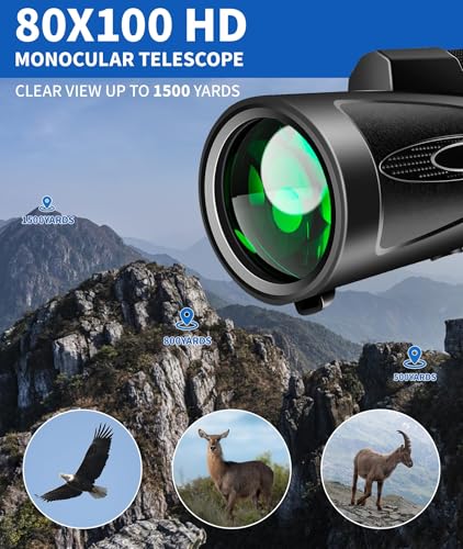 Monocular Telescope 12X60 HD High Power with Smartphone Adapter Tripod Larger Vision Monoculars for Adults with BAK4 Prism & FMC Lens Suitable for Bird Watching Hiking Camping Wildlife-Black black
