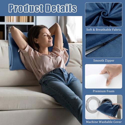 ROYALAY Half Moon Bolster Knee Pillow for Legs, Knees, Lower Back and Head, Adjustable Semi Roll Round Lumbar Support Pillow for Bed Sleeping, Health Large Half Moon Pillow for Reduce Pressure,Blue Navy Blue