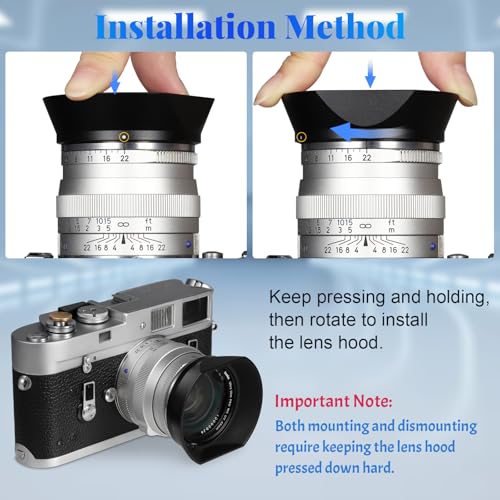 Haoge LH-ZV02MB Square Metal Lens Hood for Voigtlander Nokton 35mm f/1.4 II, 40mmF1.4 VM 50mm f1.5 II VM 28mm f1.5,Carl Zeiss 35mm f2 ZM,35mm f2.8 ZM, Planar T* 2/50 50mm f2 ZM Lens Black