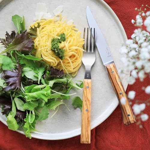 Opinel Sylve Dinner Fork, Riveted Wood, Single (Olivewood) Olivewood