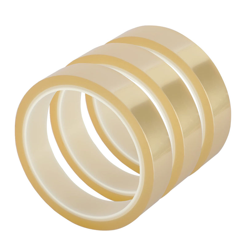 Viaky 3 Rolls High Temperature Tapes, 20mm*108ft Heat Resistant Tape No Residue Heat Transfer Adhesive Tape for Sublimation, Electronics, Soldering, 3D Printing, Heat Press（Clear） Transparent