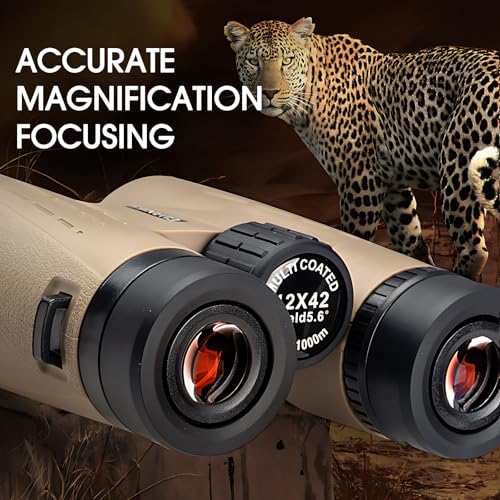 12x42 HD Binoculars for Adults High Powered Binoculars with Upgraded Phone Adapter Compact Binocular with Low Light Night Vision for Bird Watching Hunting Outdoor Sports Concerts Green
