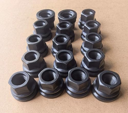 16pcs M14*2 Factory Style Open-end Flange Flat Lug Nuts 611-196 Replacement for 1999-2002 Ford F-250 F-350 F-450 F-550 F53 Super Duty (16) 16