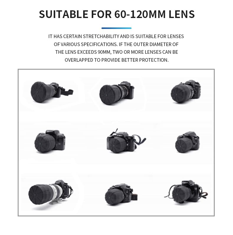 Universal Silicone Lens Cap for DSLR & Mirrorless Cameras, Waterproof & Dustproof Camera Lens Protector, Fits 60-120mm Lenses, Shockproof Lens Cover Compatible with Canon, Nikon, Sony, Sigma (3 PCS) 3 PCS