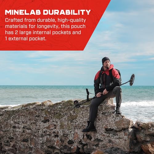 MINELAB multi-pocket finds pouch with secure straps and hard shell for tool storage