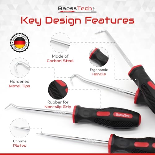 3D Push Hook Set 4 Pieces - Support Structures Easy to Remove - Tool with Hardened Tips and Ergonomic Handle - Hook Set 3D Printer Tool Accessories, Hand Deburring Tool
