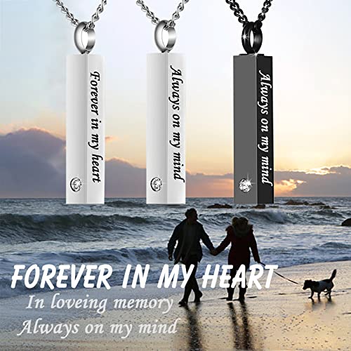 weikui 6 Pieces Crystal Silver Black Urn Necklace for Ashes Memorial Cremation Urn Jewelry Bar Locket Keepsake Cube Ashes Necklace for Women Men - Funnel Kit & Flannel Bag 6Pcs necklace