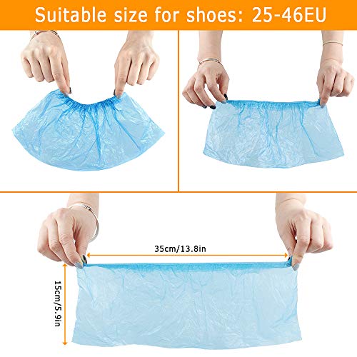 Ledoo overshoes 200 pieces, disposable shoe covers protection overshoes, anti-slip sole, anti-slip shoe covers