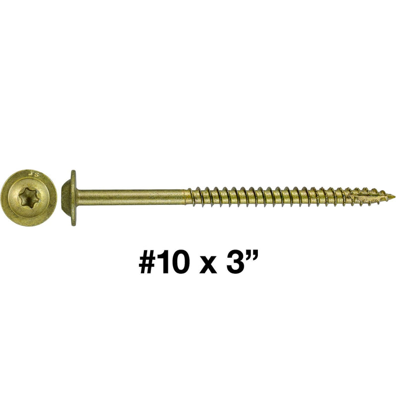 Jake Sales #10 x 3 Bronze Star Multipurpose Exterior Coated Modified Truss Head Cabinet Wood Screw Torx/Star Drive Head - (1 Pound - 62 Approx. Screw Count) #10 x 3" - 1 lb ~62 Screws