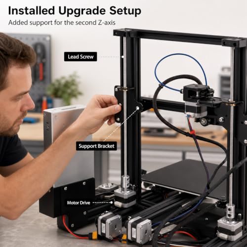 QWORK® Dual Z-Axis Upgrade Kit Compatible with Ender3, Ender-3S, Ender-3 Pro, Ender 3V2, Ender 3 Neo, Ender 3 V2 Neo 3D Printers - Enhance Stability and Precision
