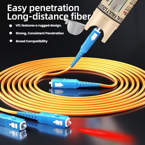 Palenzo visual fault locator fiber optic tester with 2.5mm universal connector, golden, 80–100 km range