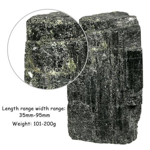 Sportmusies Natural Green Tourmaline Crystal Cluster Specimen, 0.22-0.44 lb 1.38 - 3.74 Inch
