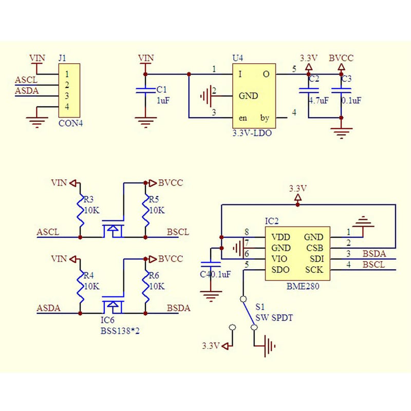 [Australia - AusPower] - 4Pcs GY-BME280-3.3 High Precision Altimeter Atmospheric Pressure Temperature and Humidity Sensor BME280 3.3V for Arduino 