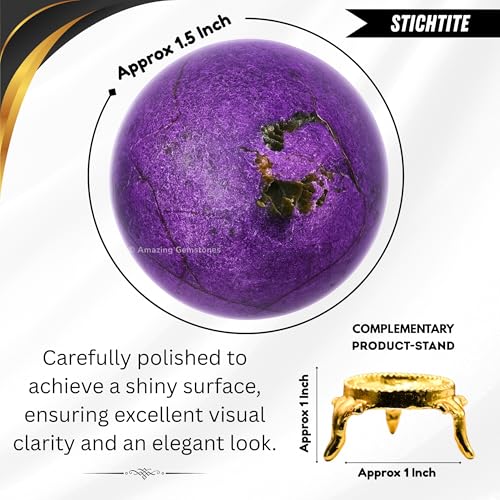 Amazing Gemstone Stichtite Crystal Ball with Stand - 1.5 Inches Crystal Sphere Meditation Balls for Witchcraft and Decorative Balls