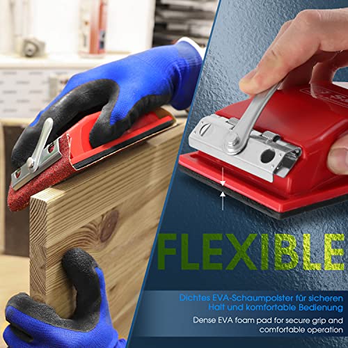 S&R 80-Piece Sandpaper Set with Hand Sander | Sanding Paper and Sanding Sheets for Metal, Wood, Plastic and Drywall – Grit P40-P400 for Coarse and Fine Sanding