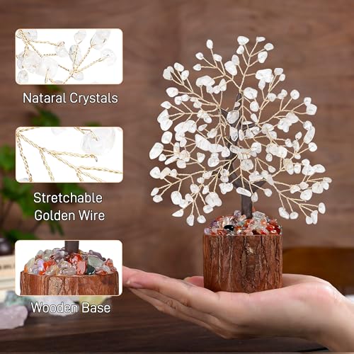 LAIDANLA Clear Quartz Crystal Tree of Life, Clarity Desk Decor Gifts White Crystal