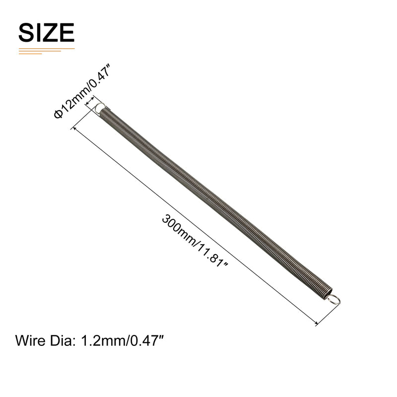 [Australia - AusPower] - 1.2x12x300mm(WxODxL) Extension Spring - 1Pack - Good for Home Repair Machinery - Spring Steel Extended Compressed Spring - Dark Grey 1.2x12x300mm 