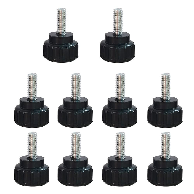 [Australia - AusPower] - 10 Pieces M4 x 10 mm Carbon Steel Threaded Knurled Thumbscrew Black Round Clamping Screws Grip Knobs Thumb Screw for Machinery Latche 