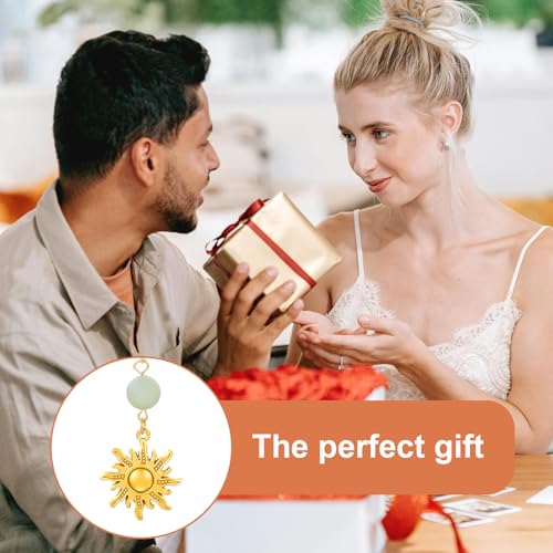 Sun Hanging Car Accessories, Gold Rear View Mirror Charm for Women