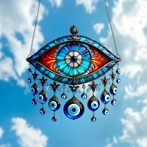 Acrylic Evil Eye Hanging Decor - Stained-Glass Style Amulet Pendant for Home/Patio | Ideal Gift for Protection Lovers/YX-25