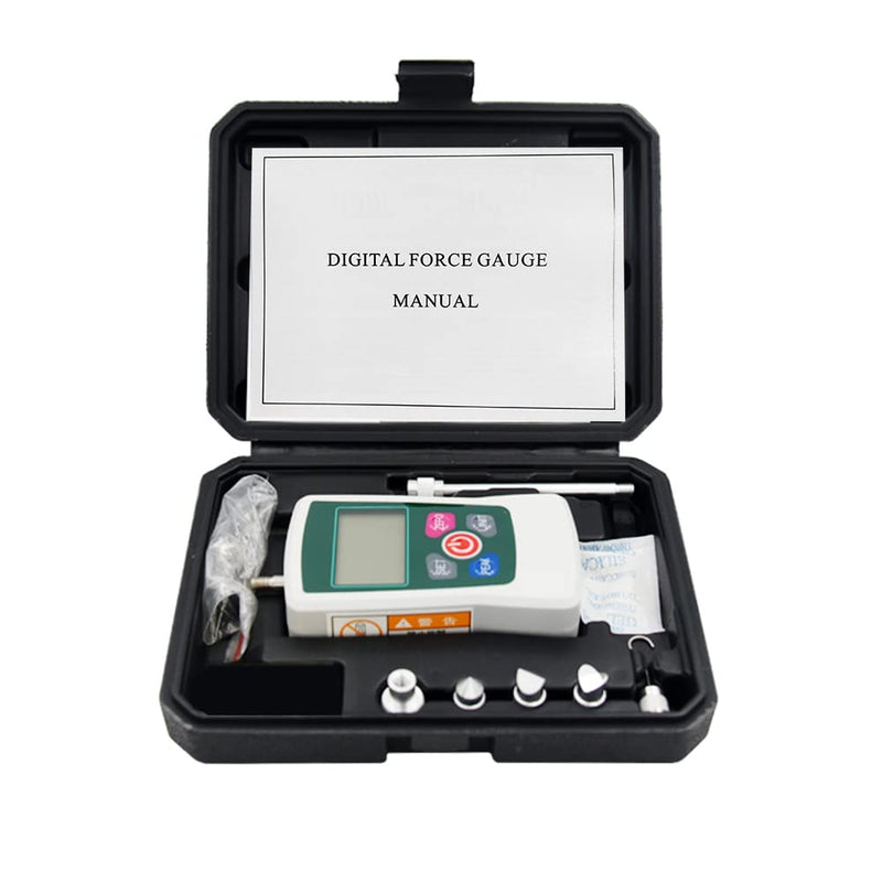 Digital Force Meter 500N/50kg/110lb/1760oz Portable Push Pull Force Meter Switchable Backlit Mini Dynamometer with 6 Light Heads Storage Case Automatic
