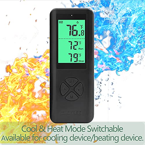 [Australia - AusPower] - DIGITEN Wireless Thermostat Plug-in Temperature Controller Outlet Remote Control Built in Temp Sensor Thermometer Heating Cooling Mode for Fan Heater Greenhouse Home Brew Reptile, Black 