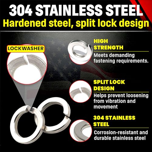 Chenango Supply 1/4-inch stainless steel spring lock washers close-up