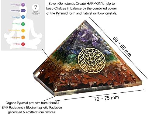 Amazing Gemstone Large Orgone Pyramid | Natural Chakra Pyramid Crystal | Flower of Life Orgonite Pyramid | Organ Pyramids Positive Energy Healing Flower of Life - S