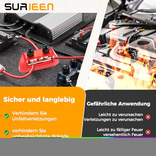 12V-48V DC Busbar 250A Busbar, Red + Black Power Distribution, M10 Bolt Battery Busbar for Car Solar Boat Truck, Red