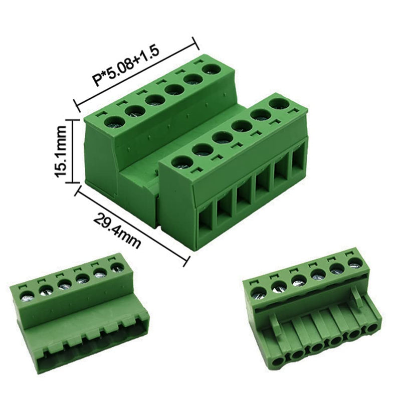 [Australia - AusPower] - 5Pcs 6-Pin 300V 10A 5.08mm Pitch PCB Mount Screw Terminal Block Connector for 28-12AWG Cable 5.08mm-6-Pin 