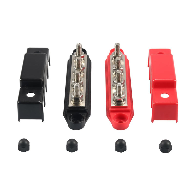 2pcs 4 Way Wiring Series RV Modification Accessories 300A Bolt Busbar Power Distribution Block for Car Solar Wiring