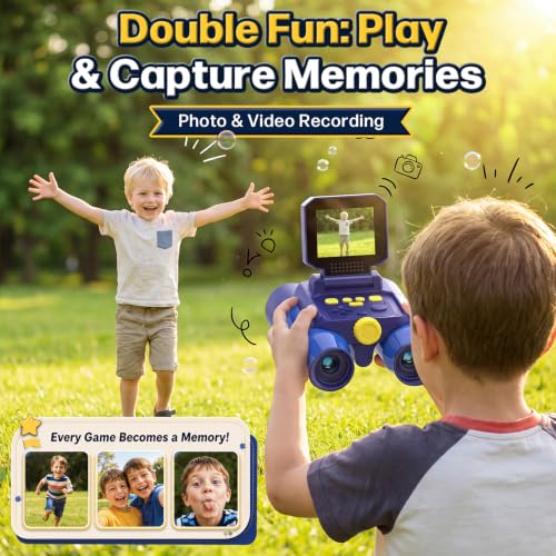 Binoculars for Kids with Night Vision Camera, 2.4 IPS Screen Kids Telescope Blue