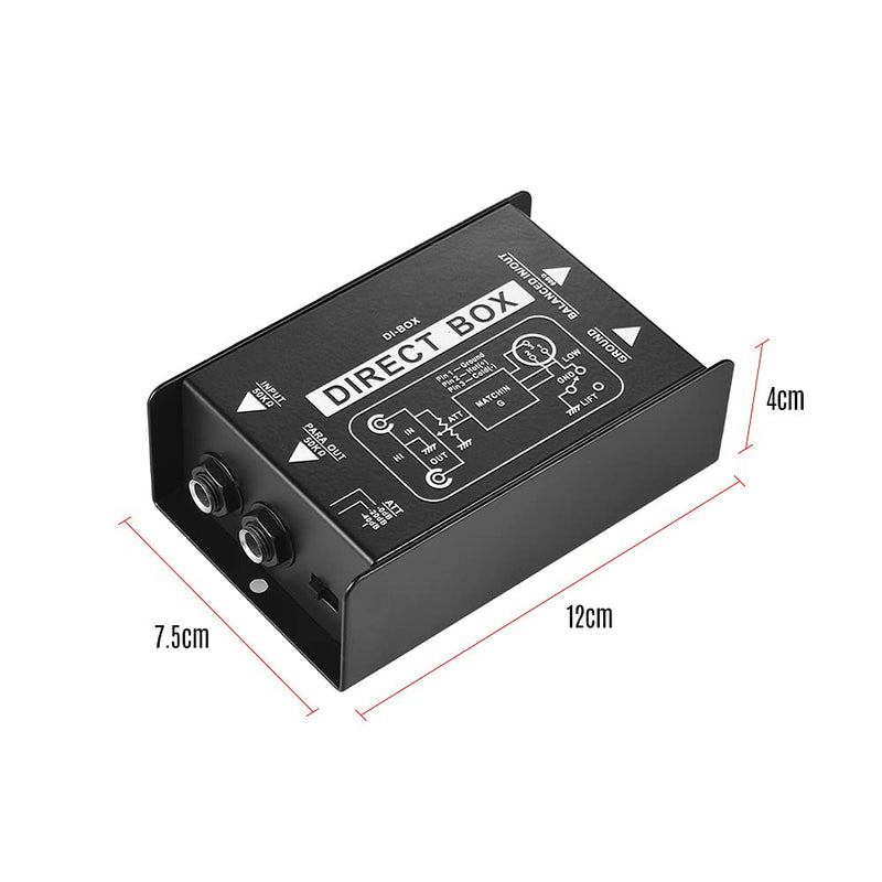 [Australia - AusPower] - Professional Single Channel Passive DI-Box Hum Eliminator Direct Injection Audio Box Balanced & Unbalance Signal Converter for Electric Guitar Bass Live Performance Direct Box 