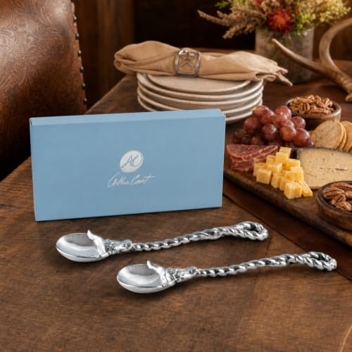 Arthur Court Longhorn Serving Set - Premium Aluminum Figural Spoon - Western Decor - 12 Inch