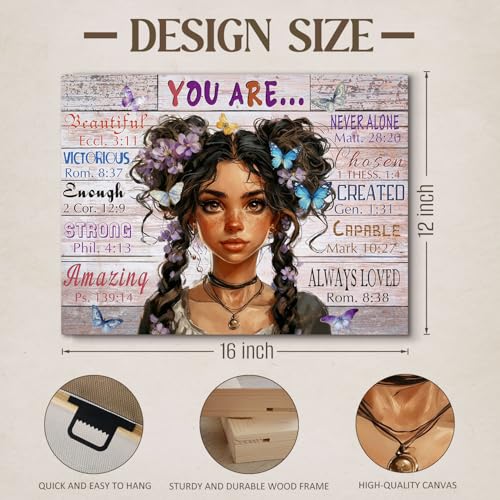 African American Black Woman Wall Art You Are Bible Verse Posters, 12"x16" 16"L x 12"W