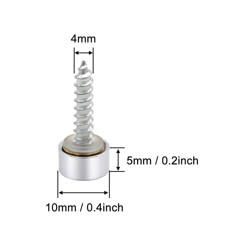 [Australia - AusPower] - Mirror Screws Decorative Cover Cap Nails for Sign Advertising Fasteners, Polished Brass Silver, 10mm 8pcs 