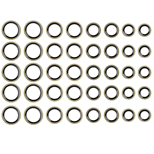 LENMISO fuel sealing washers for 8mm, 10mm, 12mm, and 14mm banjo bolts, 40-piece set