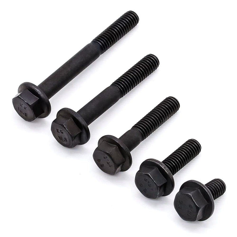 [Australia - AusPower] - Glvaner M10-1.5 x 35mm (10 pcs) Alloy Steel Flanged Washer Head Hex Bolts, Extra-large Washer Head, 10.9 Grade Black Oxide Finish GB5789 Full Thread 