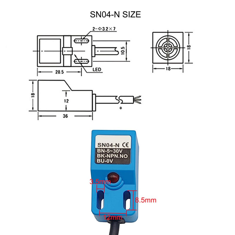 [Australia - AusPower] - Inductive Proximity Sensor SN04-N NPN NO Normally Open Detection Approach Switch with SN Bracket (Blue, 2 Pack) 