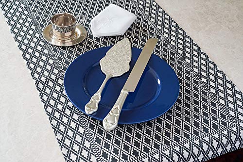 Strova Silver Wedding Cake Serving Set - Elegant Cake Cutting Knife and Server for Event Use Silver Plated