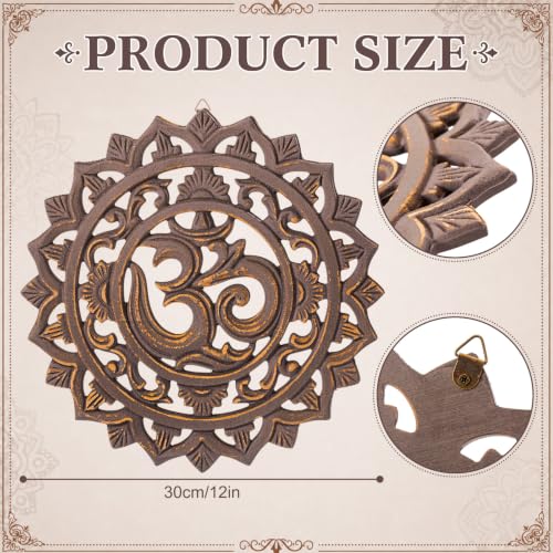 RattanView Wooden Om Wall Decor Hanging Art Bronze Om Round Decoration