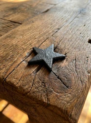1.5-inch black hand-forged iron STAR clavos nails for doors, gates, beams, and rustic furniture
